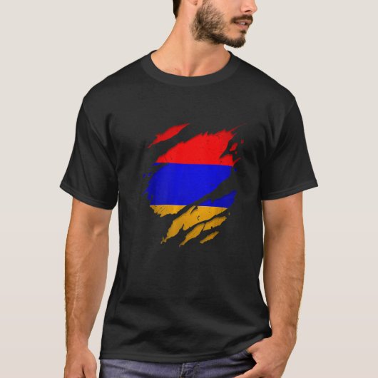 T-shirt Proud Armenian  Torn Ripped Armenia Flag (Devant)