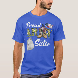 T-shirt Proud Army Sister Military Sister with Dogag US Fl