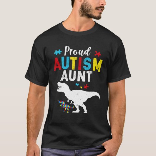 T-shirt Proud Autism Aunt Family Matching Autism Awareness (Devant)