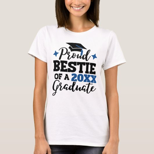 T-shirt Proud Bestie d'un 2022 diplômé noir bleu tassel (Devant)