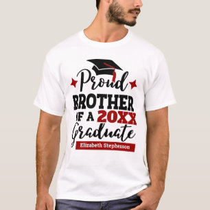 T-shirt Proud Brother 2022 diplômé noir rouge nom casquett