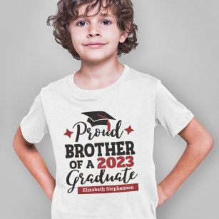 T-shirt Proud Brother 2023 diplômé noir rouge nom casquett