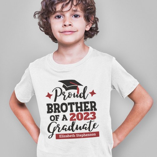 T-shirt Proud Brother 2023 diplômé noir rouge nom casquett