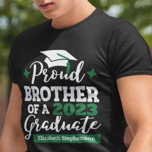T-shirt Proud Brother 2023 diplômé noir vert nom casquette
