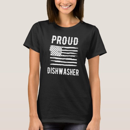T-shirt Proud Dishwasher Profession American Flag Premium (Devant)