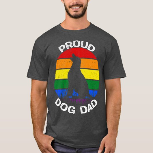 T-shirt Proud Dog Dad Pride Rainbow vintage (Devant)