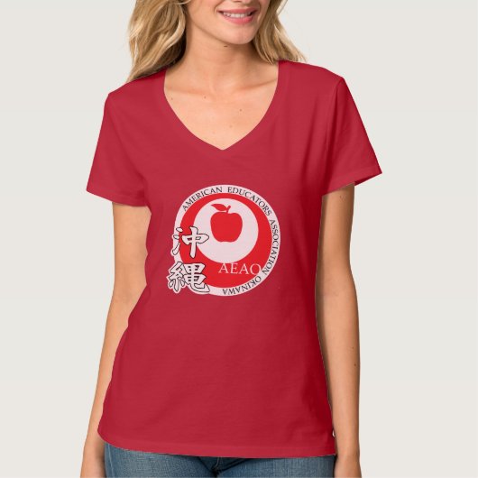 T-shirt Proud Educator v-neck (Rouge) (Devant)