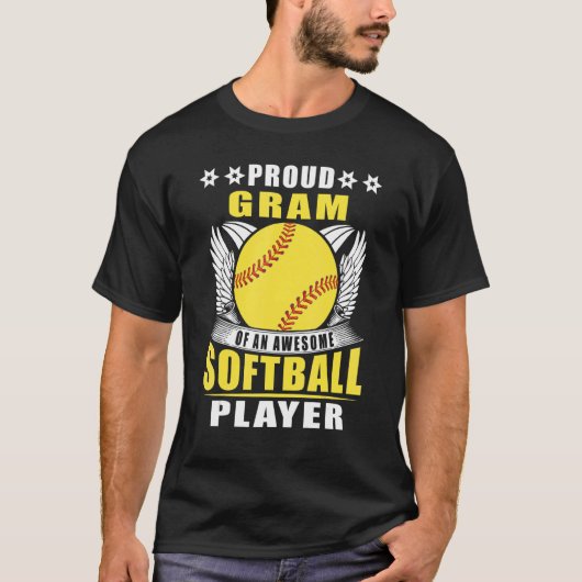 T-shirt Proud Gram Of An Awesome Softball Player Softball (Devant)