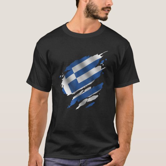T-shirt Proud Greece Root Torn Ripped greek Flag (Devant)