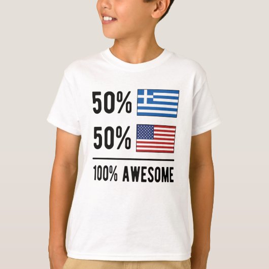 T-shirt Proud Half Greek Half American Flag Greece USA (Devant)
