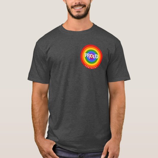 T-shirt PROUD LGBTQIA colorfull rainbow community support  (Devant)