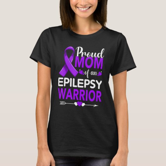 T-shirt Proud Mom Of An Epilepsy Warrior Purple Ribbon (Devant)