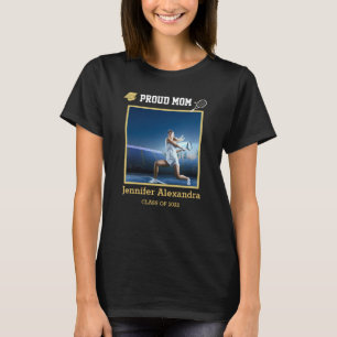 T-shirt Proud Mom Photo joueur de tennis Black Gold Gradua