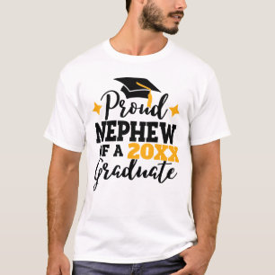 T-shirt Proud neveu 2022 diplômé d'or noir tassel