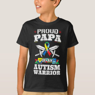 T-shirt Proud Papa D'Un Autisme Guerrier Sensibilisation R