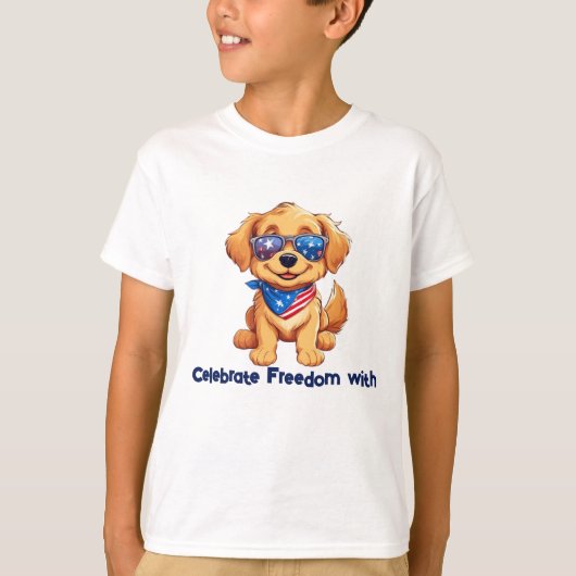 T-shirt Proud Pup – Patriotic Golden Retriever 4th of July (Devant)