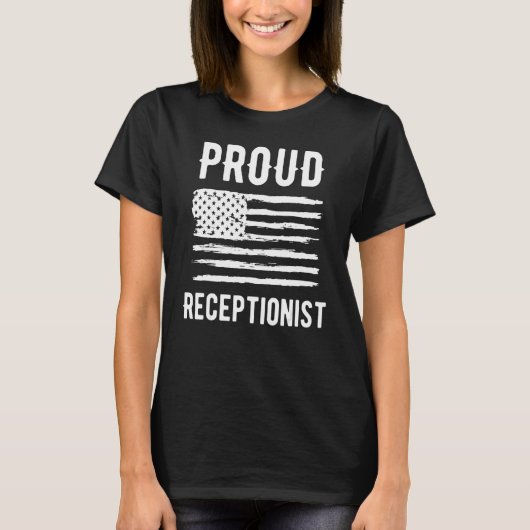 T-shirt Proud Receptionist Profession American Flag (Devant)