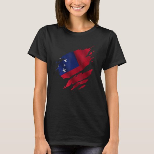 T-shirt Proud Samoan Root Torn Ripped Samoa Flag (Devant)