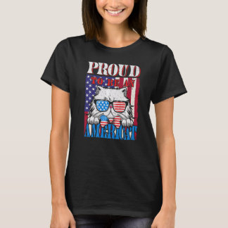 T-shirt Proud to be an Americat American Cat Patriotic  Ca