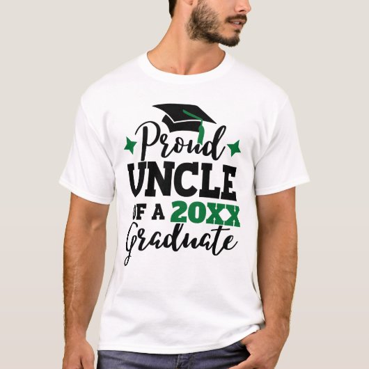 T-shirt Proud Uncle 2022 diplômé noir vert goût (Devant)