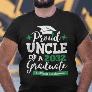 T-shirt Proud Uncle 2023 diplômé noir vert nom de goût