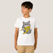T-shirt Prudence Tape Chat - Drôle Gris Tabby avec Pa élev (Devant entier)