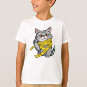 T-shirt Prudence Tape Chat - Drôle Gris Tabby avec Pa élev (Devant)