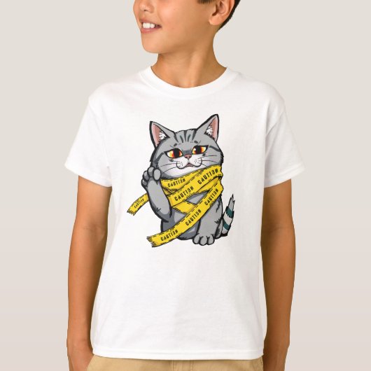 T-shirt Prudence Tape Chat - Drôle Gris Tabby avec Pa élev (Devant)