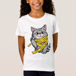 T-Shirt Prudence Tape Chat - Drôle Gris Tabby avec Pa élev