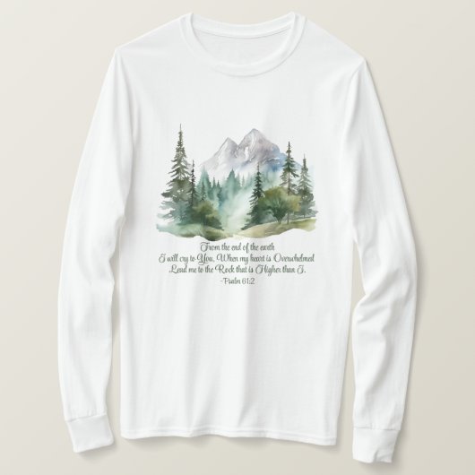 T-shirt Psalm 61:2 Lead me to the Rock Scripture Mountain (Design devant)