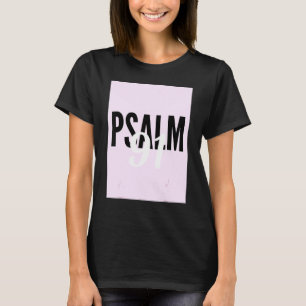 T-shirt Psaume 91 Conception de verset biblique rose noir 