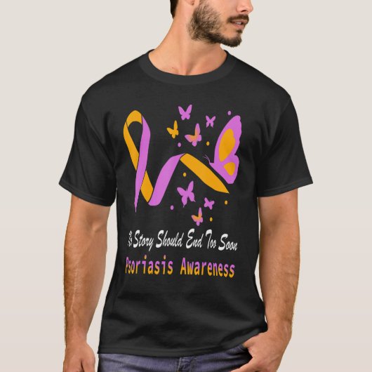 T-shirt Psoriasis Awareness Butterfly Support Lavender & O (Devant)