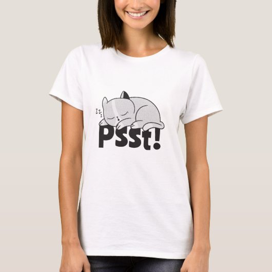 T-shirt Psst Lazy chat dort (Devant)
