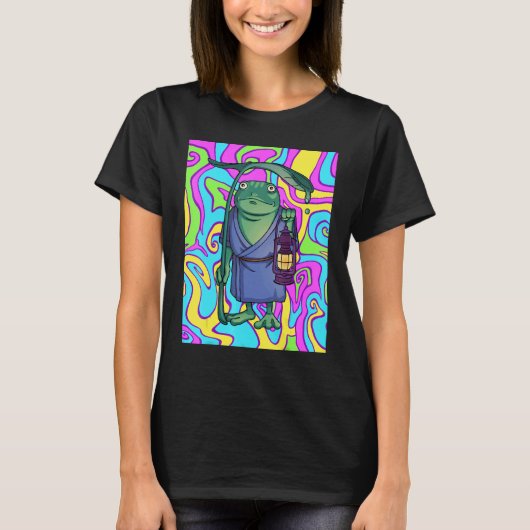 T-shirt Psychedelic Frog With Lantern Traveling The Trippy (Devant)