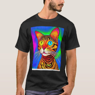 T-shirt Psychedelic Kitty Kitten  In Cat Style