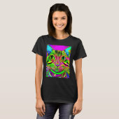T-shirt Psychedelic Kitty Kitten Lover In Cat Art Style (Devant entier)