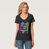 T-shirt Psychedelic Kitty Kitten Lover In Cat Art Style_1 (Devant entier)
