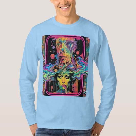 T-shirt Psychedelic Melting Faces – Neon Surreal Pop Art (Devant)