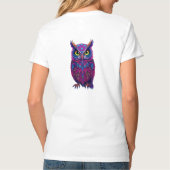 T-shirt Psychedelic Owl: Magenta Blue Trippy (Dos)