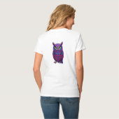 T-shirt Psychedelic Owl: Magenta Blue Trippy (Dos entier)