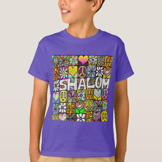 T-shirt Psychedelic Shalom LOVE des années 60 rétr (Devant)