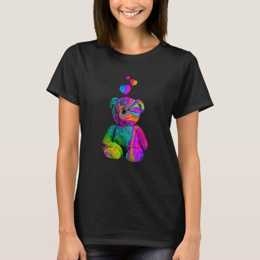 T-shirt Psychedelic Teddy Bear Trippy Colorful Teddy with  (Devant)