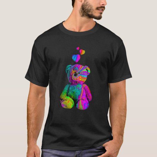 T-shirt Psychedelic Teddy Bear Trippy Colorful Teddy with  (Devant)