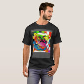 T-shirt Psychedelic Trippy Moustache Pug (Devant entier)