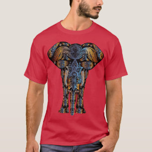 T-shirt psychédélique coloré d'éléphant de henné
