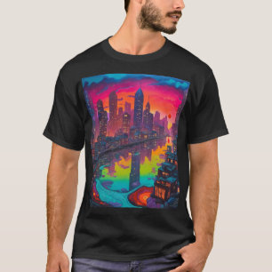 T-shirt Psychédélique Darker Cityscape