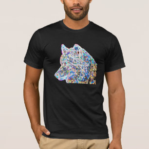 T-shirt psychédélique de noir de loup
