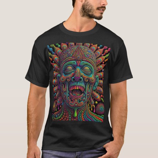 T-shirt Psychédélique Drippy Head Art (Devant)