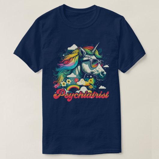 T-shirt Psychiatre Rainbow Unicorn (Design devant)