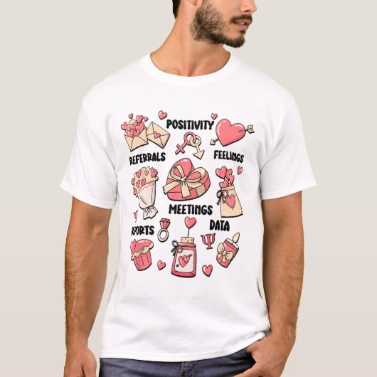 T-shirt Psychologue de l'école Retro Valentine Mentale (Devant)